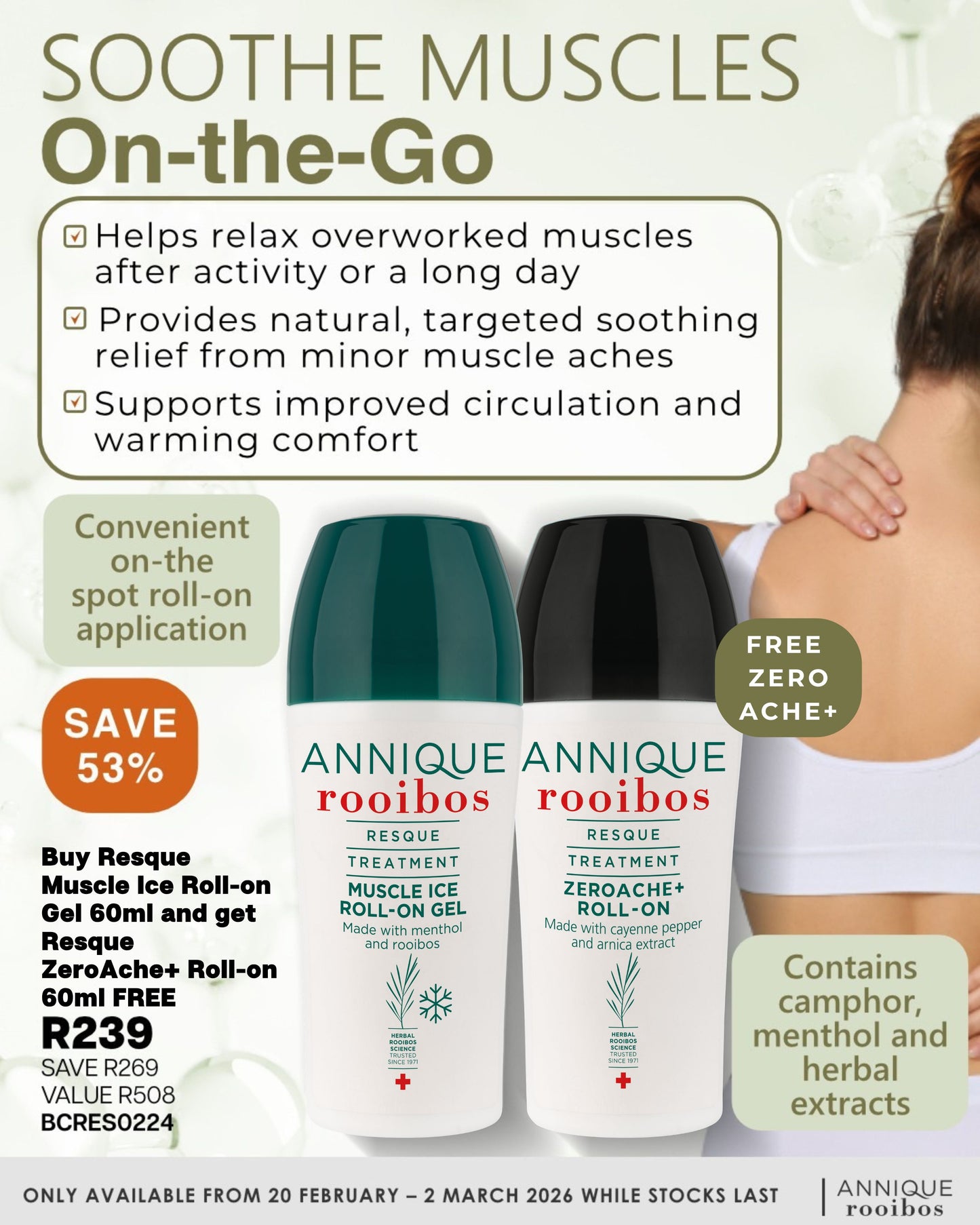 Muscle Ice Roll-On Gel 60ml + FREE ZeroAche