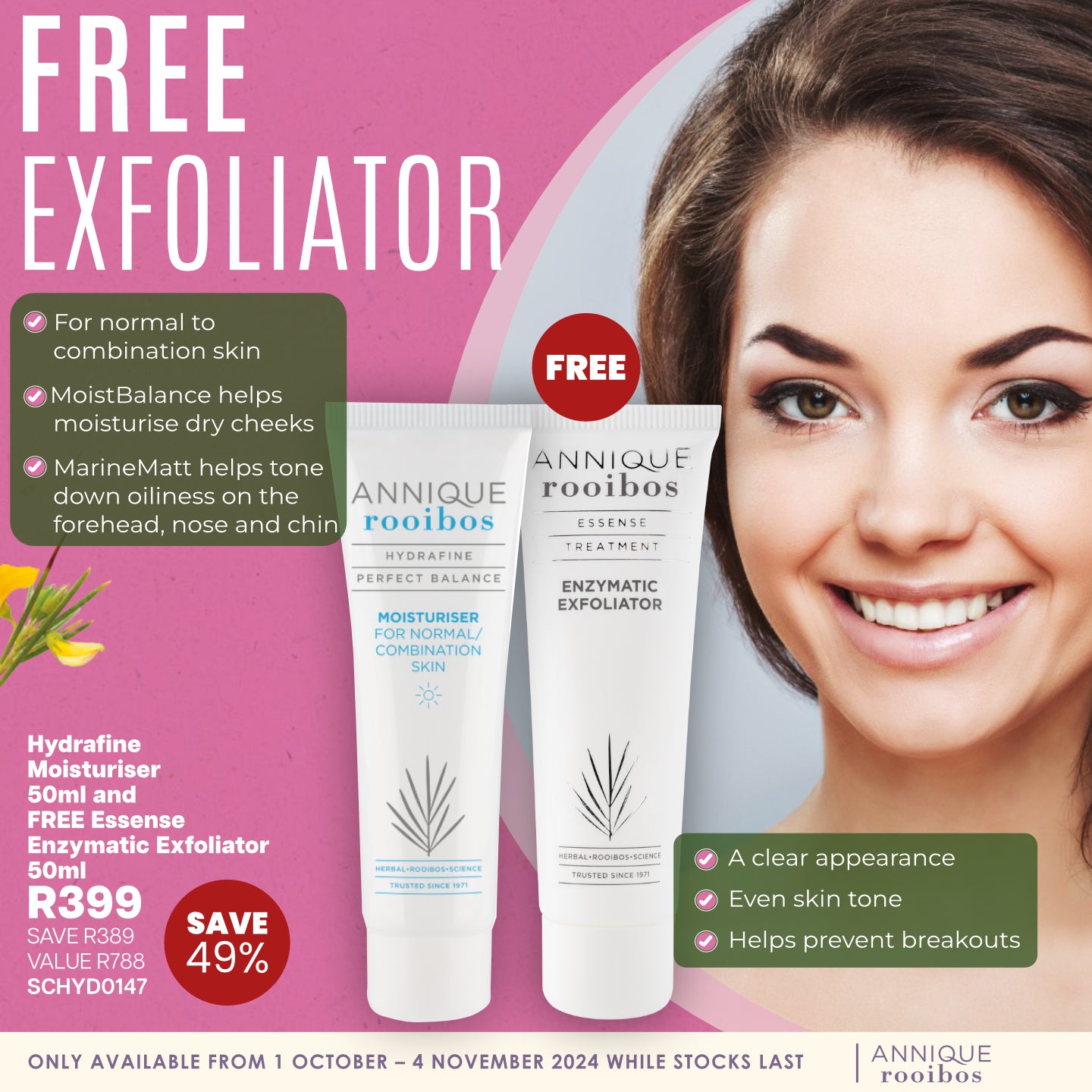 Hydrafine Moisturiser |Normal to Combination Skin + FREE Enzymatic Exfoliator