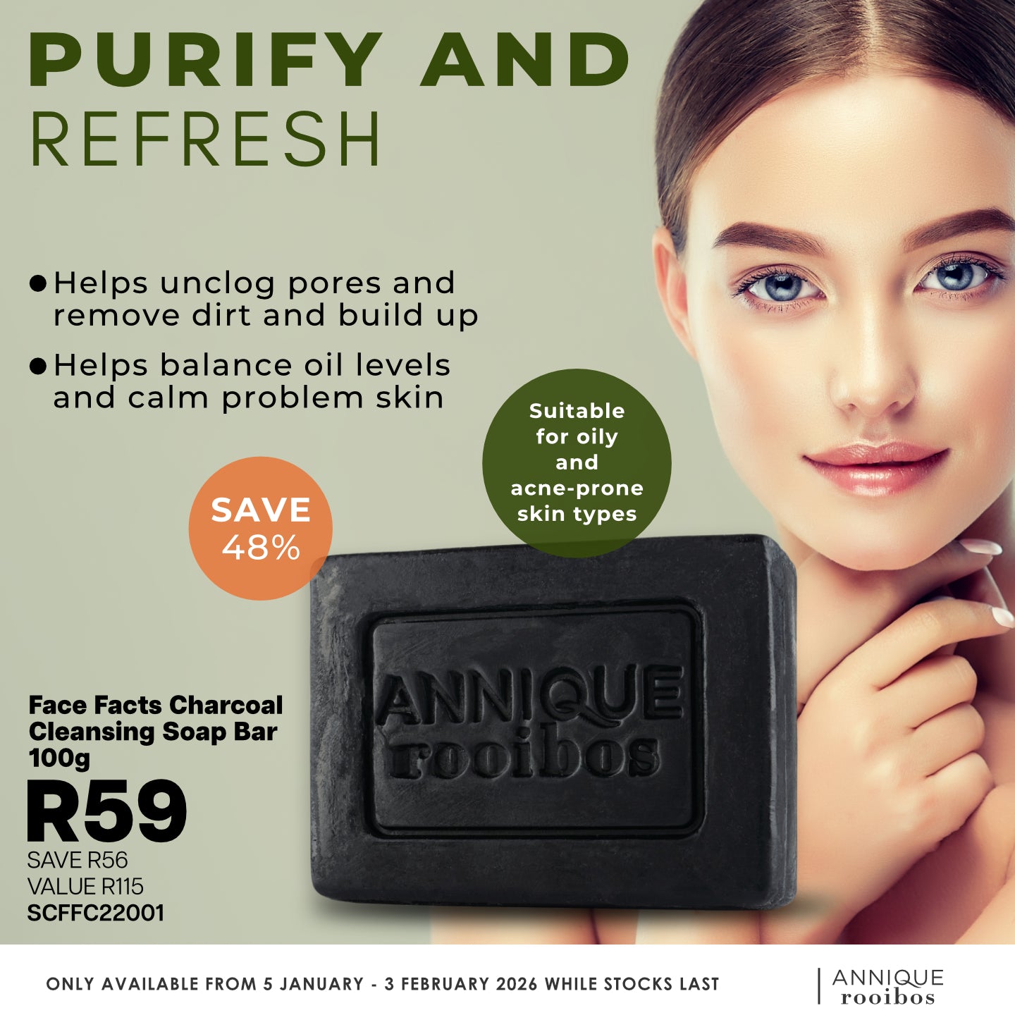 Face Facts Charcoal Cleansing Soap Bar |Oily, Problem Skin