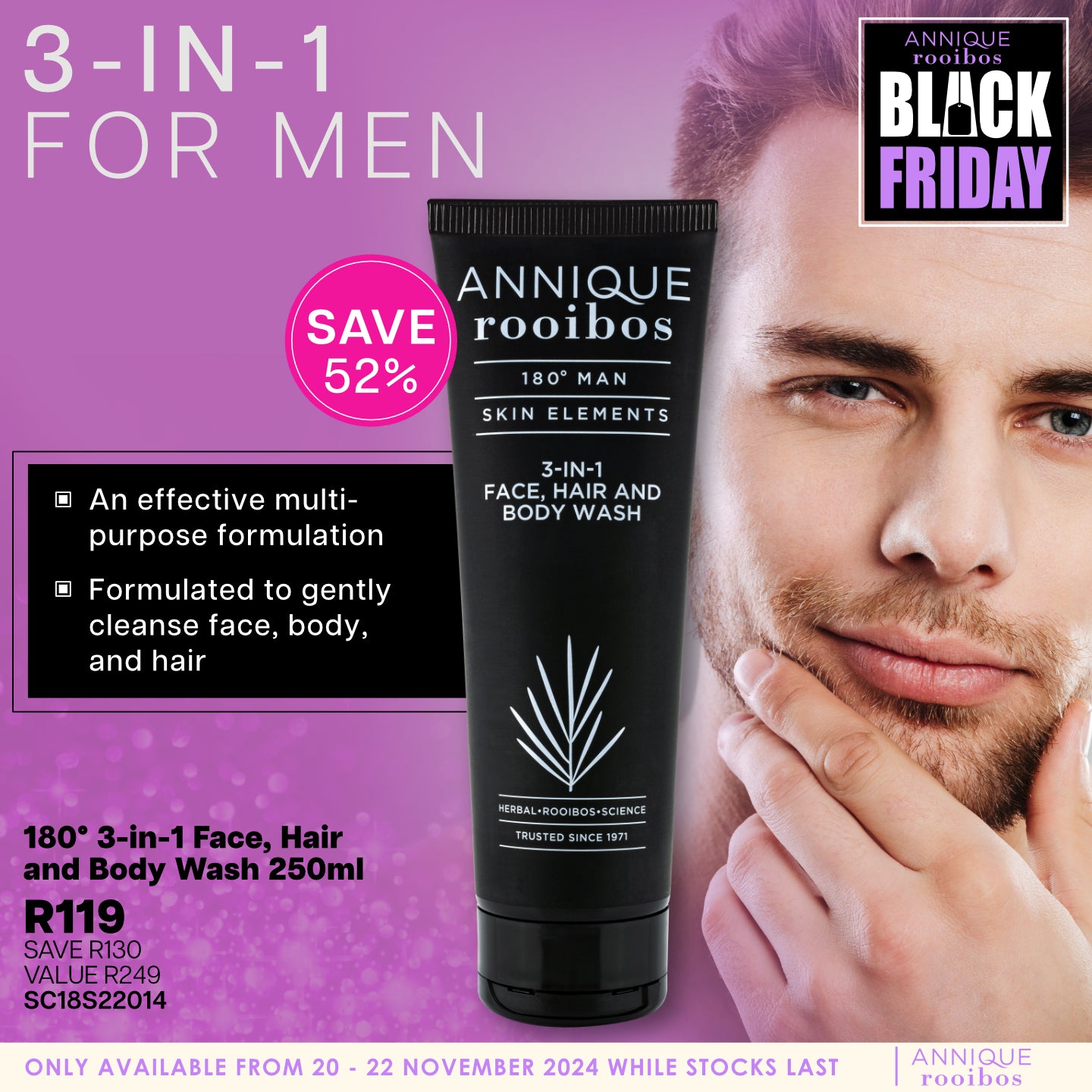 3-in-1 Face, Hair & Body Wash For Men